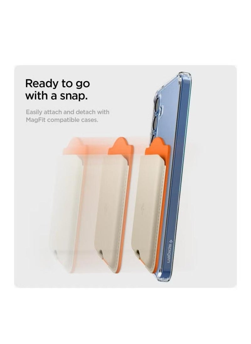 Spigen - Nano Pop (MagFit) MagSafe Wallet Card Holder [3 Cards] for Samsung Galaxy S25 series with Magnetic Case only and MagSafe compatible with iPhone 16/15/14/13/12 Models - Orange Beige - Image 1