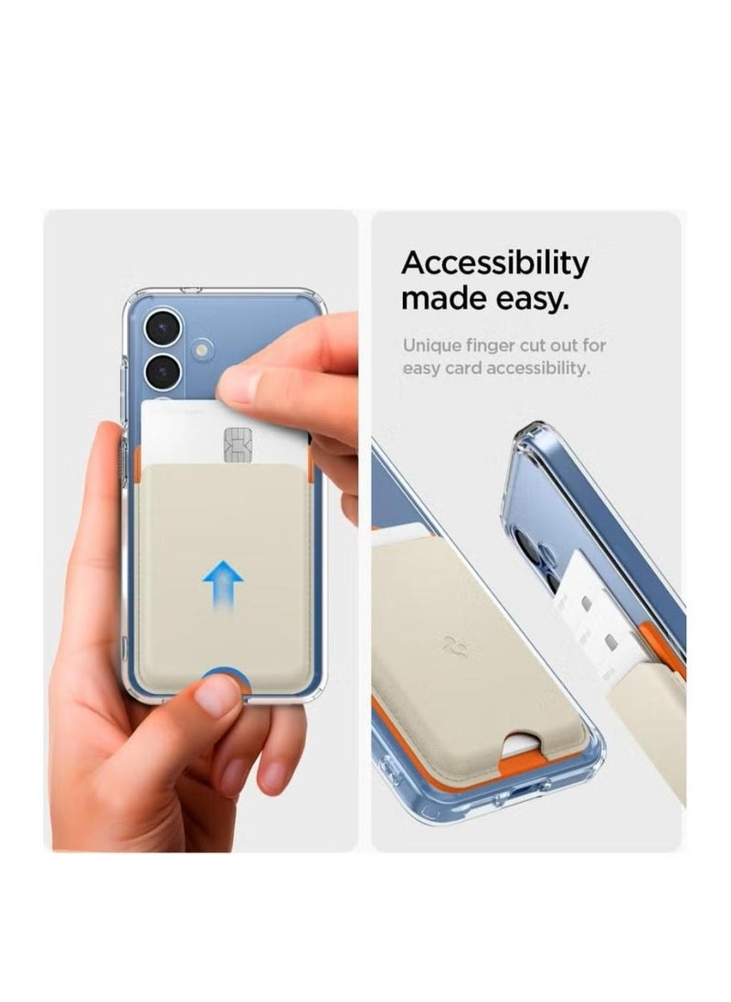 Spigen - Nano Pop (MagFit) MagSafe Wallet Card Holder [3 Cards] for Samsung Galaxy S25 series with Magnetic Case only and MagSafe compatible with iPhone 16/15/14/13/12 Models - Orange Beige - Image 1