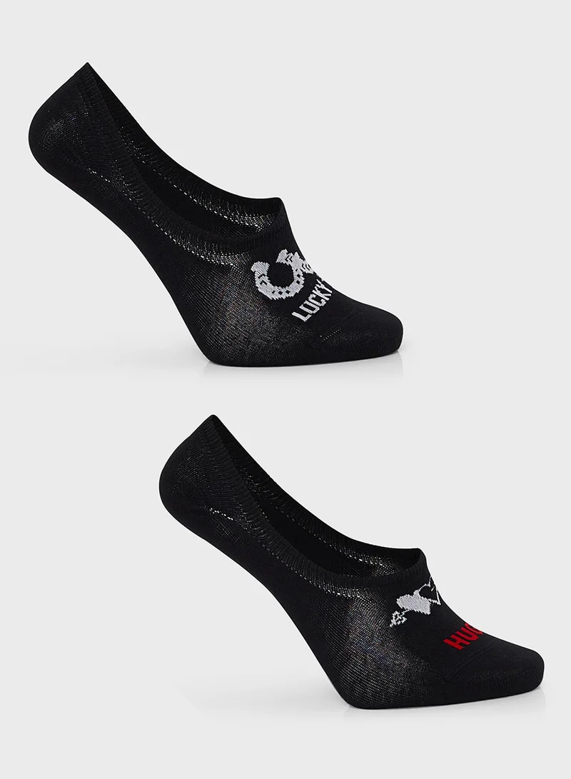 هوجو Pack Of 2 Logo Printed Sock