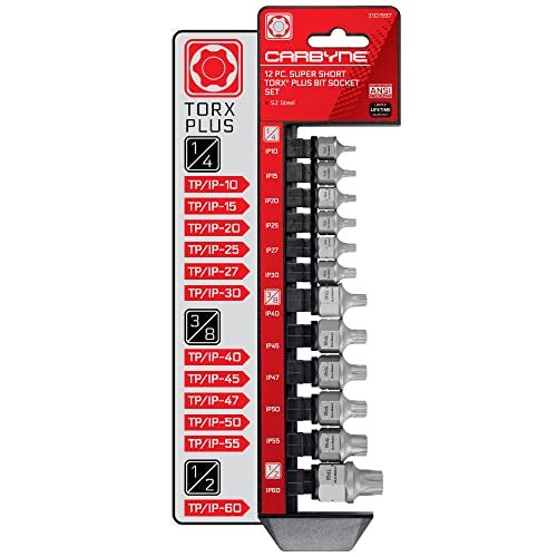 CARBYNE 12-Piece Torx Plus (6 Lobe) Super Short Low Profile Bit Socket Set | TP10/IP10 - TP60/IP60, Dual-Drive: Internal Square Drive & External Hex Drive • From a Family-Run Tool Company in the U.S. - Image 1