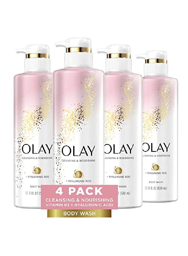 Olay Body Wash With Hyaluronic Acid And Vitamin B3 Cleansing & Nourishing 17.9 Fl Oz (Pack Of 4) - Image 1