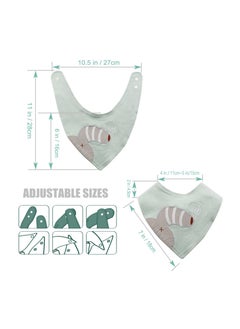 KASTWAVE 5 Pack Baby Bandana Bibs Embroidery Animal Tails Cotton Drool Bibs for Baby Boys Girls Bandana Scarf Bib with Snaps  - Image 4