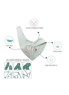 KASTWAVE 5 Pack Baby Bandana Bibs Embroidery Animal Tails Cotton Drool Bibs for Baby Boys Girls Bandana Scarf Bib with Snaps  - Image 3