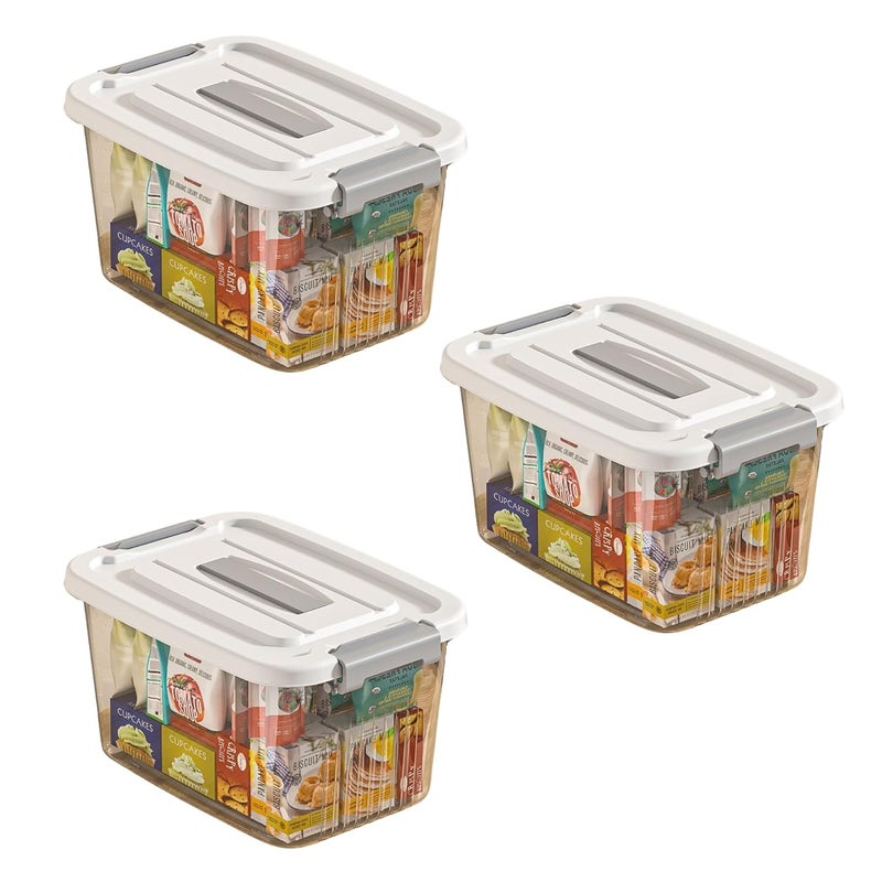 KREPS Clear Plastic Storage BoxBins Container with Latches and Lid Stackable Storage Heavy Duty Material NO195 X 7 X 55 INCH PACK OF 3 - Image 1