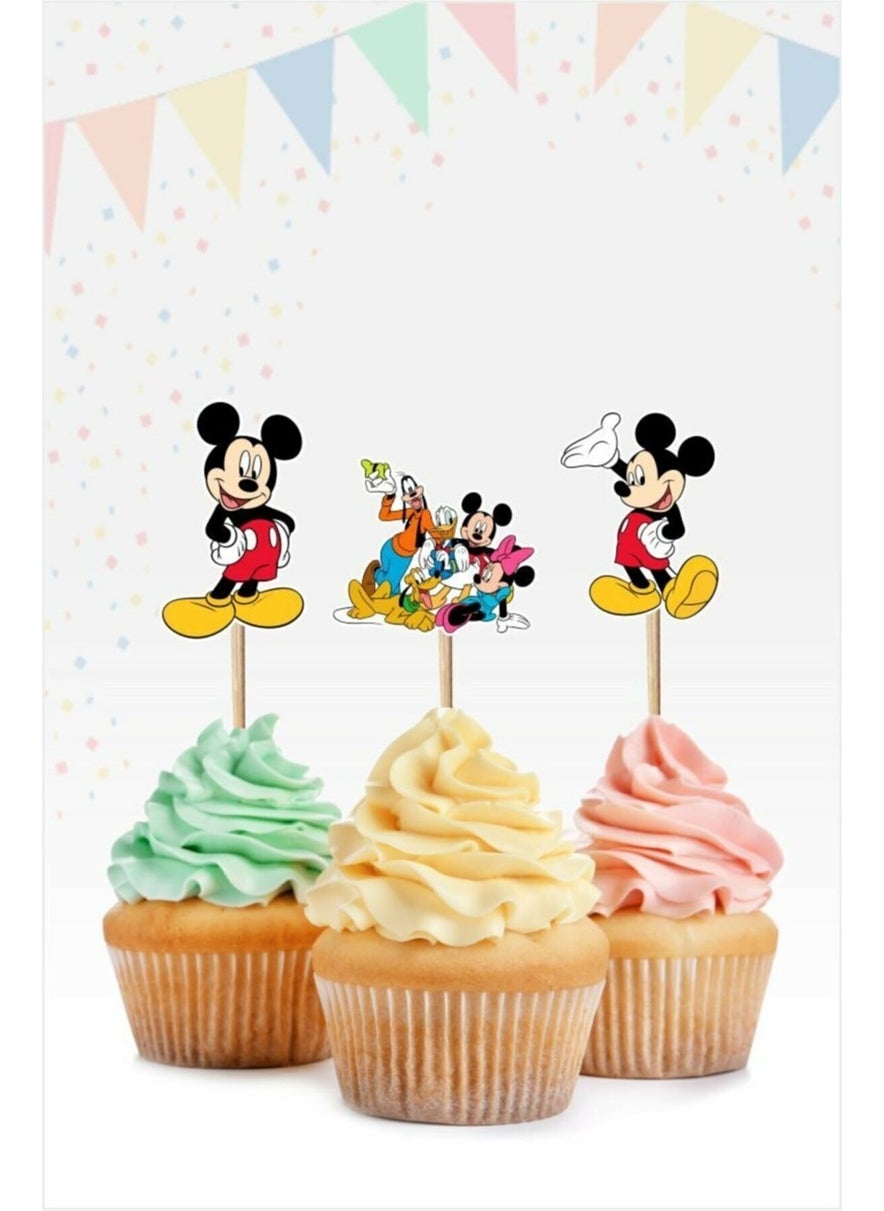 Neşeli Günlerim Happy Days Mickey Mouse Cupcake Topper Thick Paper 