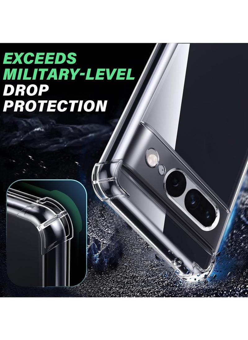 Raxoom Google Pixel 7 Pro 5G Case, Soft Silicone TPU Bumper Shockproof Protective Cover with 1 Piece Screen Protector, Transparent - Image 4