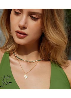 Julia Store Elegant 18K Gold Plated Stainless Steel Butterfly Necklace, Simple Colorful Butterfly Necklace with Cubic Zirconia, Cute Crystal Butterfly Necklaces Gifts for Girls Women - Crystal  - Image 4