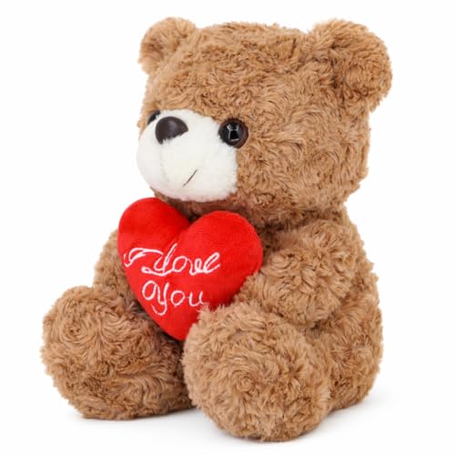 Aqushymallow Cow Teddy Bear Plush Toy Hugging a Red Rose or a Heart Romantic Teddy Bear Plush Doll Valentines Day Birthday Girls Gift Brown Bear Heart - Image 5