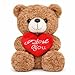 Aqushymallow Cow Teddy Bear Plush Toy Hugging a Red Rose or a Heart Romantic Teddy Bear Plush Doll Valentines Day Birthday Girls Gift Brown Bear Heart - Image 2