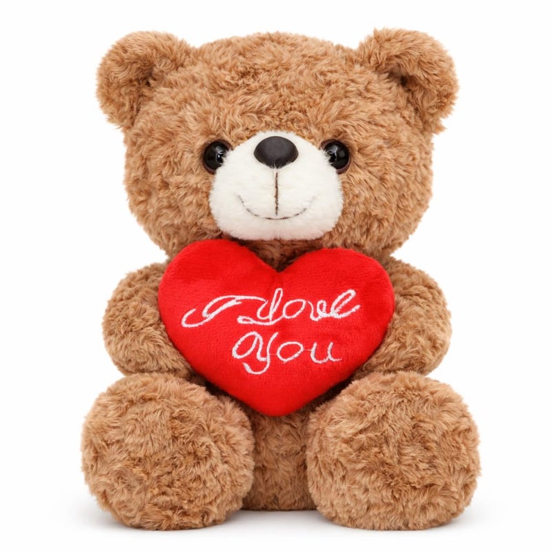 Aqushymallow Cow Teddy Bear Plush Toy Hugging a Red Rose or a Heart Romantic Teddy Bear Plush Doll Valentines Day Birthday Girls Gift Brown Bear Heart - Image 3