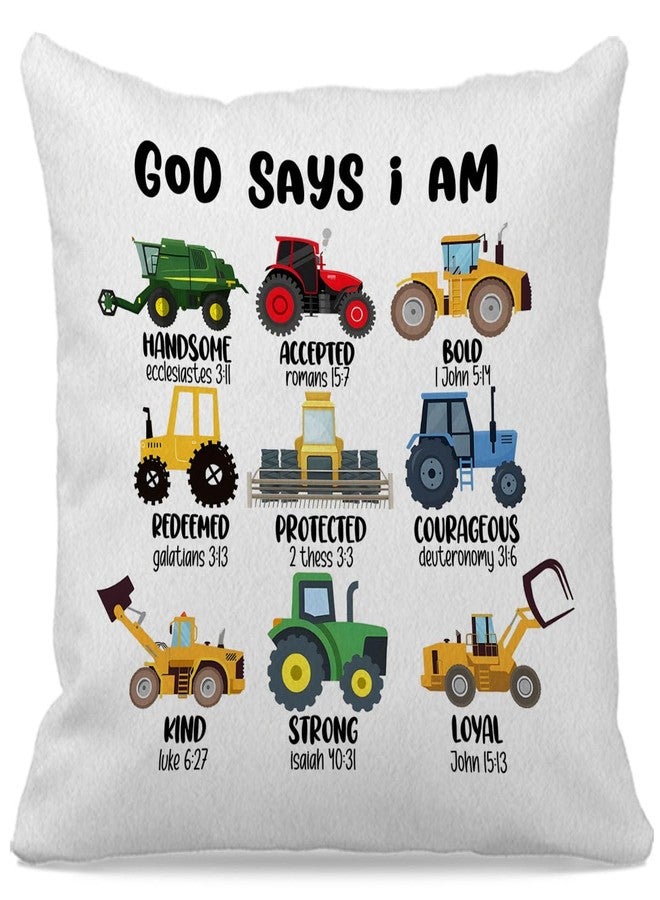OFlich God Says I am Construction Trucks Pillow Covers 18x18, Construction Decor for Boys Room, Christian Gifts for Boys, Construction Pillow Covers for Toddler Boys Room Bedroom Playroom Nursery - Image 1