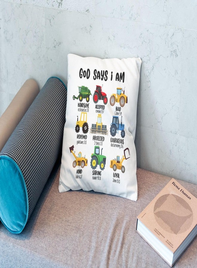 OFlich God Says I am Construction Trucks Pillow Covers 18x18, Construction Decor for Boys Room, Christian Gifts for Boys, Construction Pillow Covers for Toddler Boys Room Bedroom Playroom Nursery - Image 2