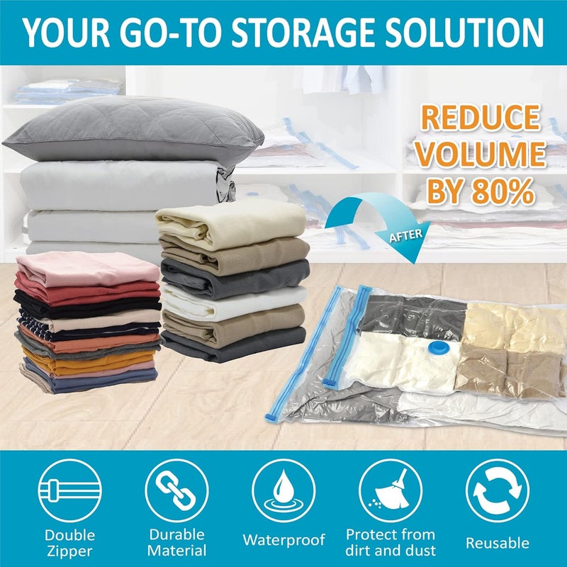 Cozy Essential Vacuum Storage Bags, Space Saver Bags，Compression for Comforters and Blankets, Pillow, Bedding, Sealer Clothes Storage,10 Combo - Image 2