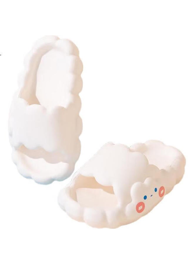 Follow Me Girls' Cartoon Cloud Slippers Summer Indoor Home Anti-Slip Anti-Odor Soft Bottom Girls' Slippers White Size 25 - Image 1