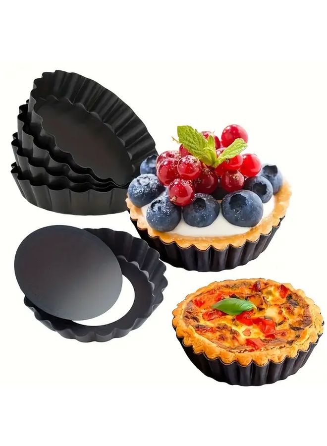 9pcs Stainless Steel Mini Tart Molds 3 Inch Removable Bottom Non Stick Bakeware - Image 1