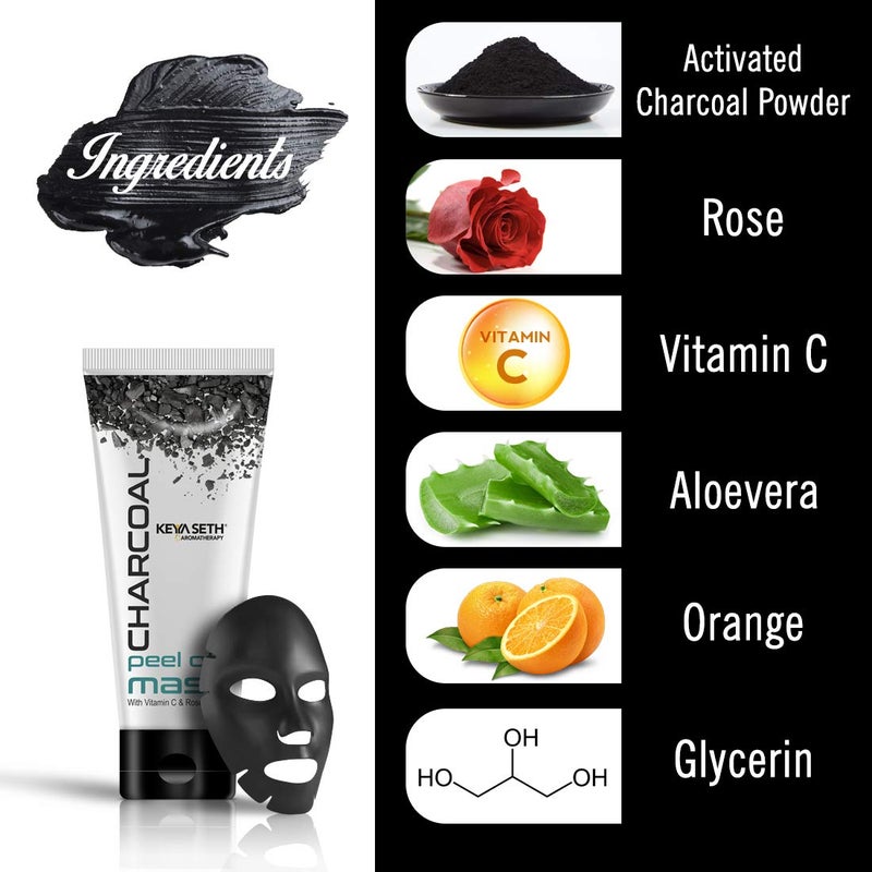 KEYA SETH AROMATHERAPY, DEVICE OF DROP Keya Seth Aromatherapy Charcoal Peel Off Mask Blackhead Dead Skin Removal Tightens Pores Deeply Cleanses for Men Women Enriched with Vitamin C Rose Extract Activated CharcoalPack Of 2  - Image 3
