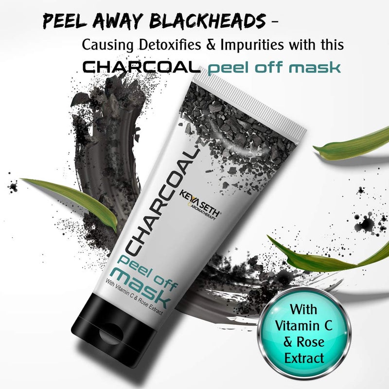KEYA SETH AROMATHERAPY, DEVICE OF DROP Keya Seth Aromatherapy Charcoal Peel Off Mask Blackhead Dead Skin Removal Tightens Pores Deeply Cleanses for Men Women Enriched with Vitamin C Rose Extract Activated CharcoalPack Of 2  - Image 2