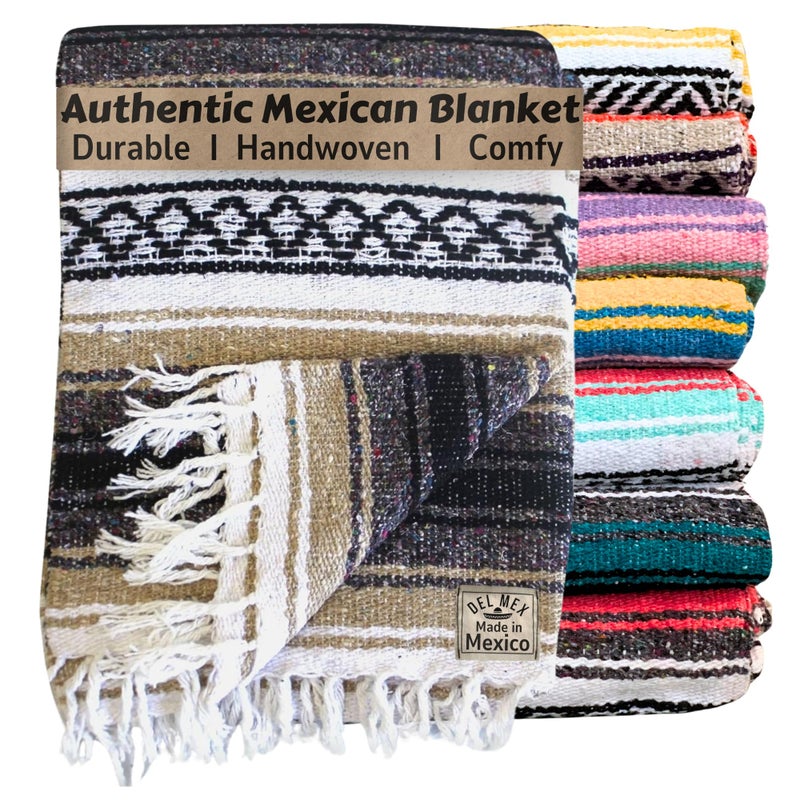 ديل مكس Del Mex Classic Mexican Blanting كبيرة الأصيلة المنسوجة من فالسا (75 "" x50 "") الحرفي الجنوبي الغربي د؟ كور لليوغا الشاطئية في الهواء الطلق (تان) - Image 1