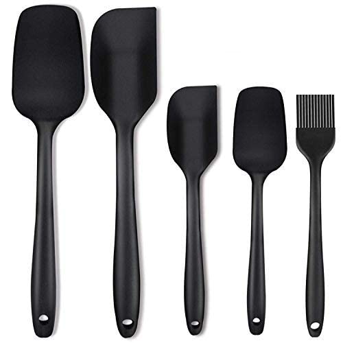 PLUMAZE Silicone Spatula Made of 100 Food Grade Silicone One Piece Design Seamless HeatResistant Spatula Perfect for Spatula Cooking Baking and Mixing Set of 5 Black - Image 1