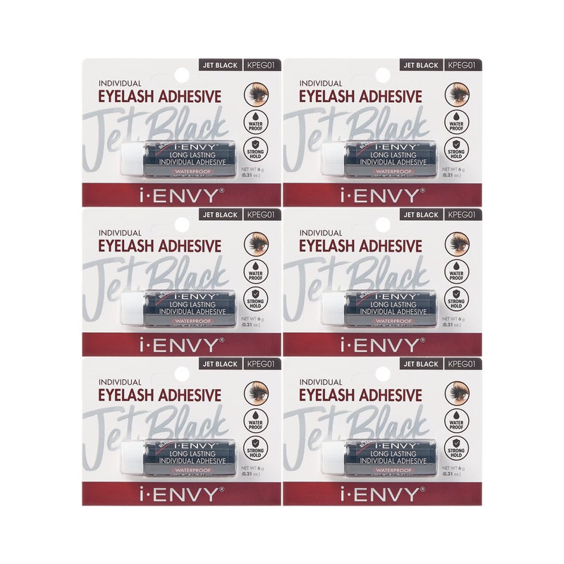 iEnvy SemiPermanent Lash Glue Adhesive for Individual Cluster Lashes Lash Extension Waterproof Strong Hold LongLasting Up to 2 Weeks LatexFree Perfect for Sensitive Eyes Black 6 Pack