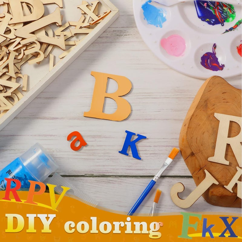 Blulu 260 Pcs 1 Inches and 2 Inches Wooden Greek Letters Unfinished Wood Alphabet Letter for DIY Craft Natural Blank ABCs Cutouts Alphabet for Spelling Learning Painting Craft Project Home Wall Decor - Image 3