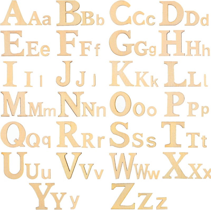 Blulu 260 Pcs 1 Inches and 2 Inches Wooden Greek Letters Unfinished Wood Alphabet Letter for DIY Craft Natural Blank ABCs Cutouts Alphabet for Spelling Learning Painting Craft Project Home Wall Decor - Image 1