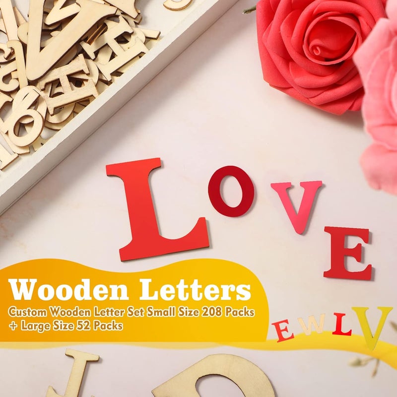 Blulu 260 Pcs 1 Inches and 2 Inches Wooden Greek Letters Unfinished Wood Alphabet Letter for DIY Craft Natural Blank ABCs Cutouts Alphabet for Spelling Learning Painting Craft Project Home Wall Decor - Image 5