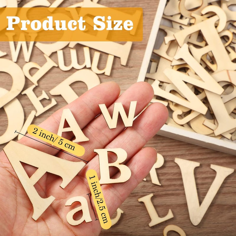 Blulu 260 Pcs 1 Inches and 2 Inches Wooden Greek Letters Unfinished Wood Alphabet Letter for DIY Craft Natural Blank ABCs Cutouts Alphabet for Spelling Learning Painting Craft Project Home Wall Decor - Image 2
