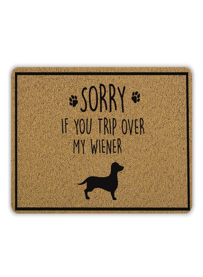 INDAJEDN Funny Dachshund Door Mat, Sorry If You Trip Over My Wiener Funny Weiner Dog Welcome Mats Doormat for Front Door Porch Outside Inside Outdoor Indoor Entrance, 18x30 Inch - Image 1
