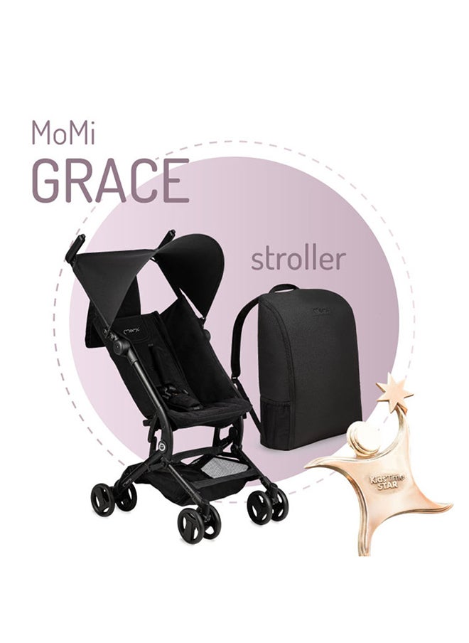 Momi - GRACE Baby Stroller - Compact Design for Both Small and Large Travelers, The Stroller's Portability and Ability to fit in a Backpack use for Ages 6+ Months - Black - Image 1