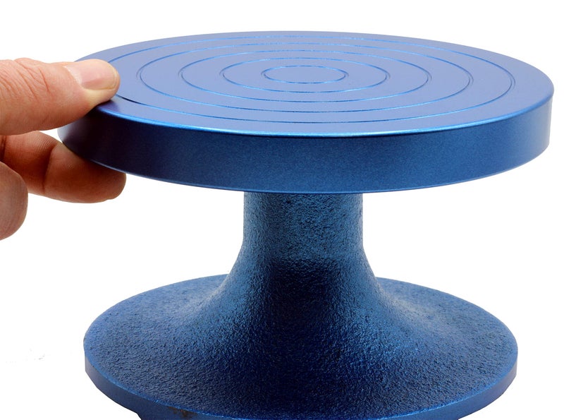 Creative Hobbies BW-18M Professional Sculpting Wheel Turntable 7 Inch Diameter, Heavy Duty Solid Cast Iron, Ball Bearing Design, Weighted Top, Blue Color - Image 2