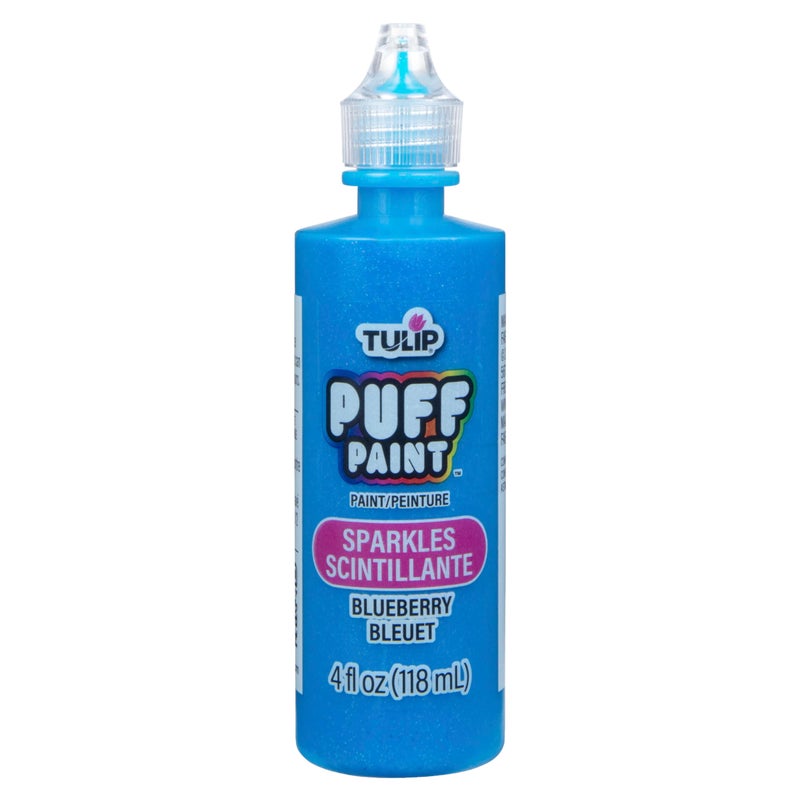 Tulip Puff Fabric Paint Permanent Craft Paint for Clothes DIY Projects Notoxic 4 fl oz Sparkles Blueberry