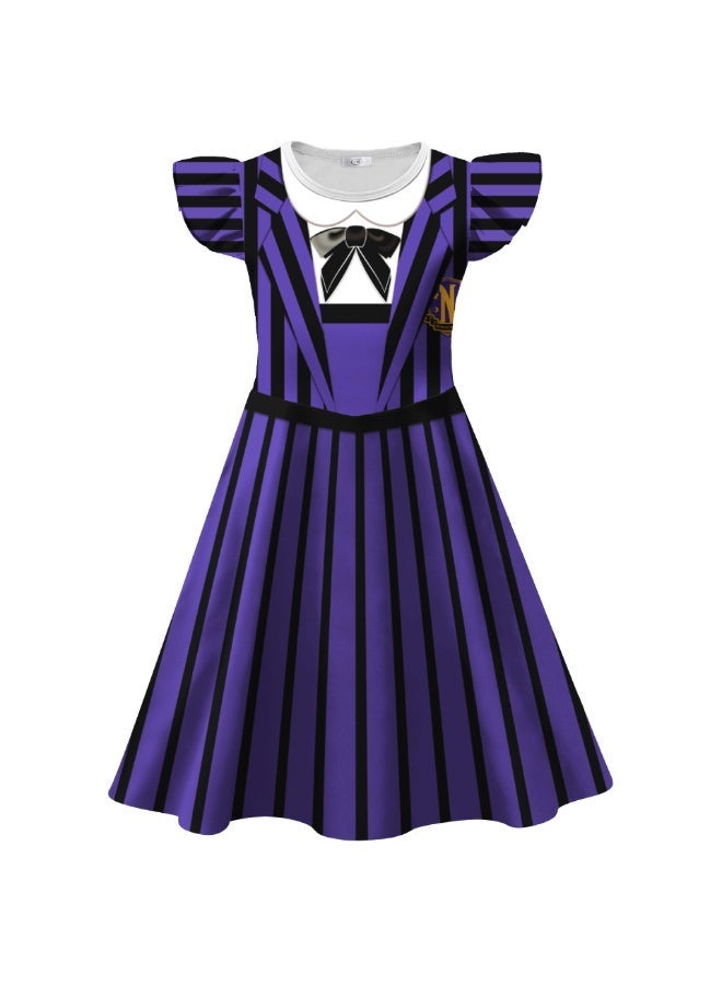 general The Addams Family Costume Cosplay Feifei Sleeve Girls Dress + Bag - Image 2