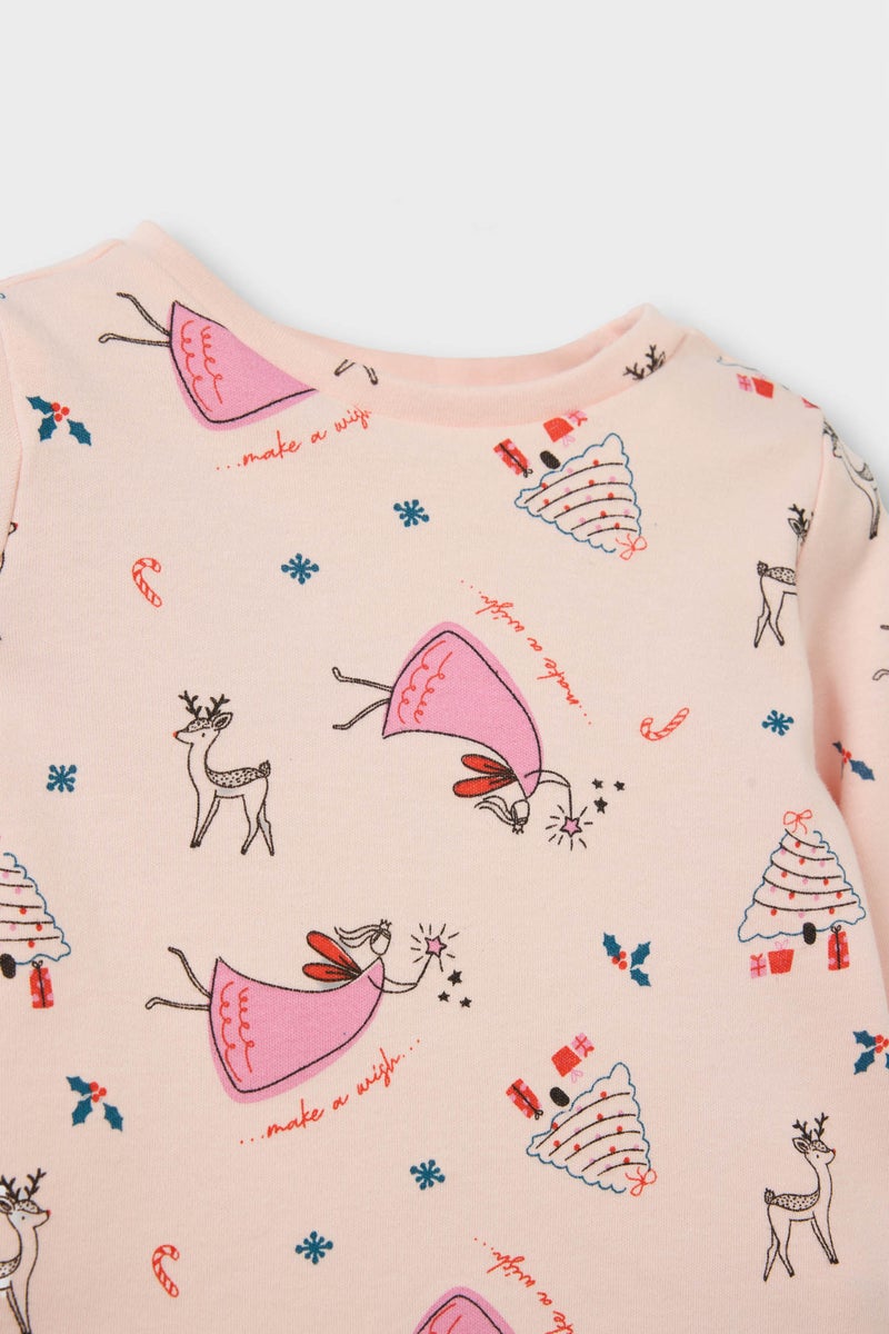 ديفاكتو بيجامة محبوكة بنقشة حيوانات بمقاس عادي للبنات الصغار، قطعتين - Image 4