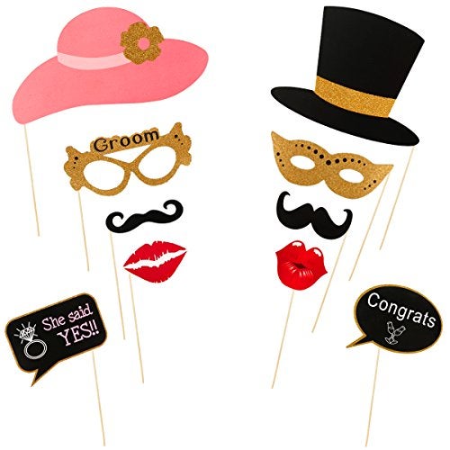 LeeSky 60Pcs Wedding Photo Booth Props, Wedding Props for Photos Bachelorette Weddings Shower Party Decorations - Image 2