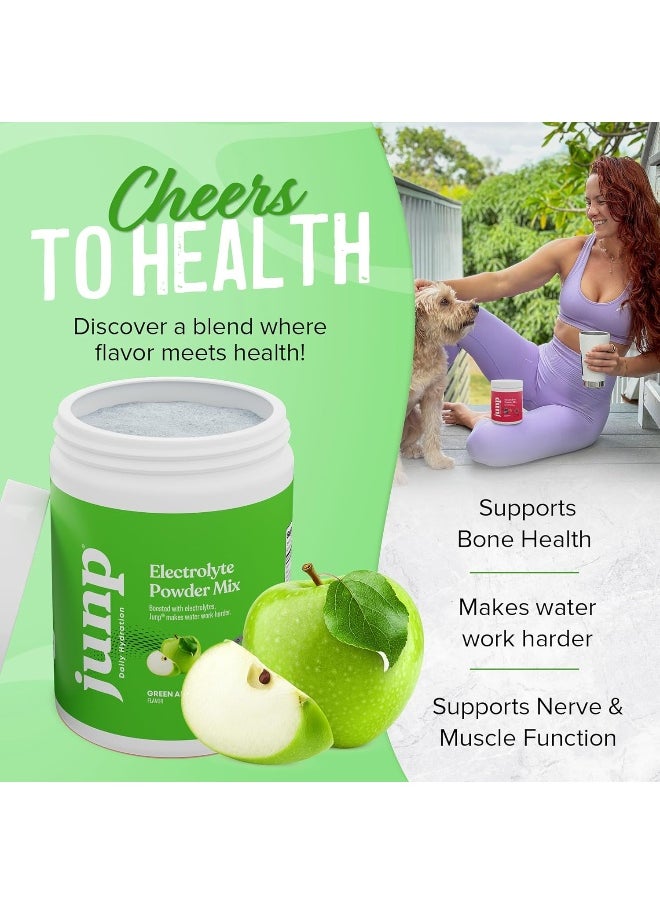 JUNP Electrolytes Powder No Sugar No Carbs – Mouthwatering Green Apple Drink Mix - Potassium & Salt Electrolyte Hydration Powder Zero Calorie Sugar Free Electrolyte Powder, Keto Friendly, 90 Servings  - Image 3