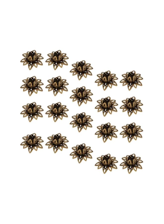 WYBOT 20pcs Flower Bead Caps Flower End Caps Lotus Bead Caps for Necklace Bracelet Jewelry Making Ancient Green - Image 4