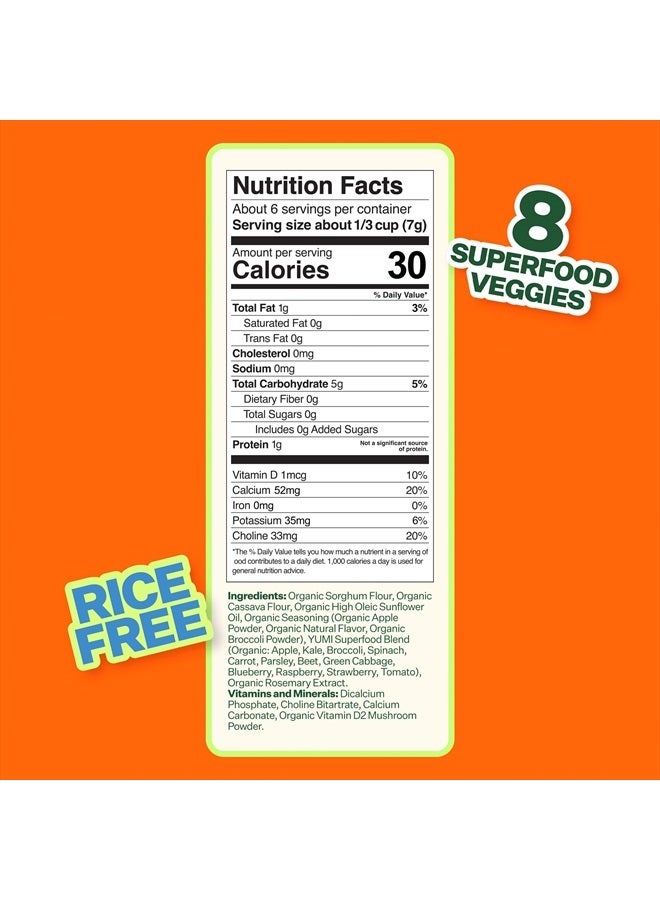 Yumi نفخات عضوية خالية من الأرز، بدون سكر مضاف، خالية من الجلوتين، وجبات خفيفة للأطفال غير معدلة وراثيًا، آمنة للمدرسة للحضانات وصناديق الغداء (تفاح وبروكلي) - Image 2