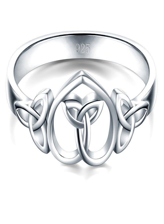BORUO 925 Sterling Silver Ring Celtic Knot Heart High Polish Tarnish Resistant Eternity Wedding Band Stackable Ring Size 9 - Image 2