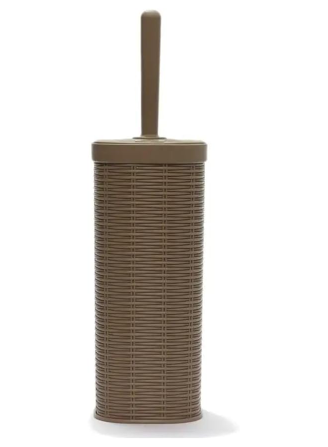 PROMASS Toilet Brush Holder, Rattan Design, Brown, Toilet Cleaner, Toilet Brush, - Image 1