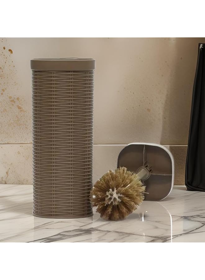 PROMASS Toilet Brush Holder, Rattan Design, Brown, Toilet Cleaner, Toilet Brush, - Image 5