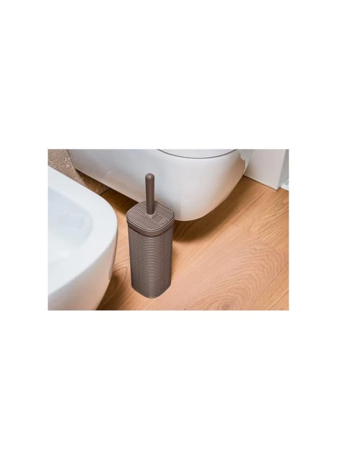 PROMASS Toilet Brush Holder, Rattan Design, Brown, Toilet Cleaner, Toilet Brush, - Image 2