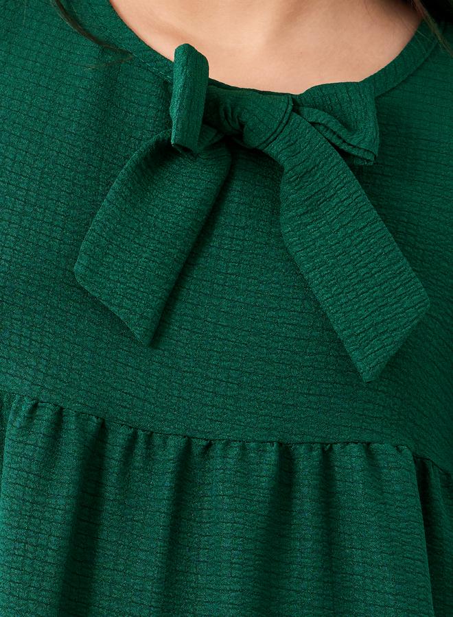 ستايلي فستان بتفاصيل بارزة الملمس مع كسرات - Image 3