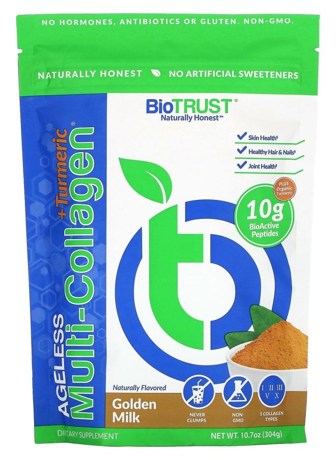 BioTrust Ageless Multi-Collagen + Turmeric Golden Milk 10.7 oz (304 g) 