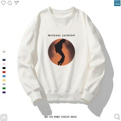 Generic Michael Jackson Round Neck Printing Sweatshirt White Universe Love And Peace Streetwear Hoodies Sweatshirts Clothes Black  - Image 2