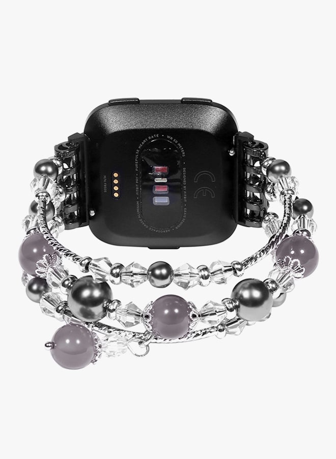 NIBEMINENT Replacement Band For Fitbit Versa Grey/Silver - Image 2