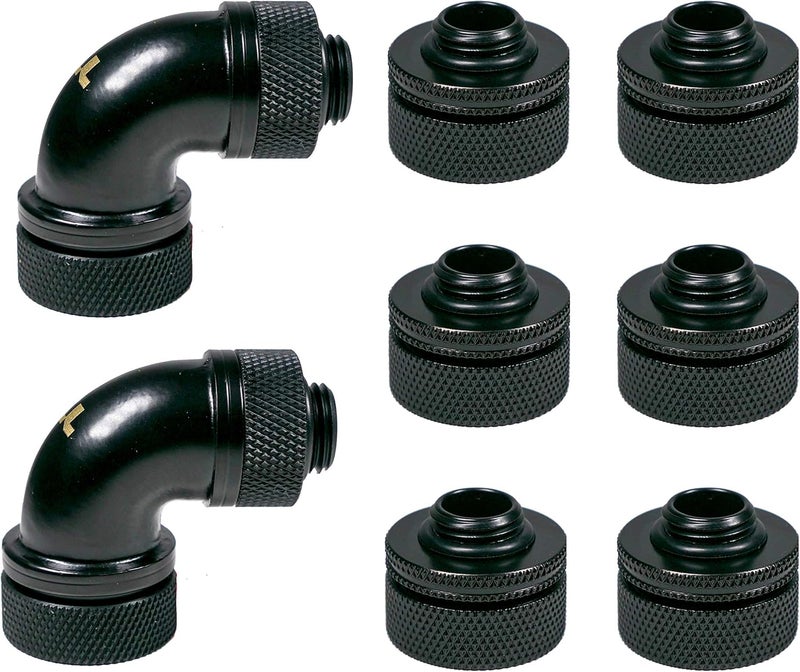 Thermaltake Pacific DIY 16mm OD PETG Compression Fitting Kit Black  CLW260CU00BLA - Image 1