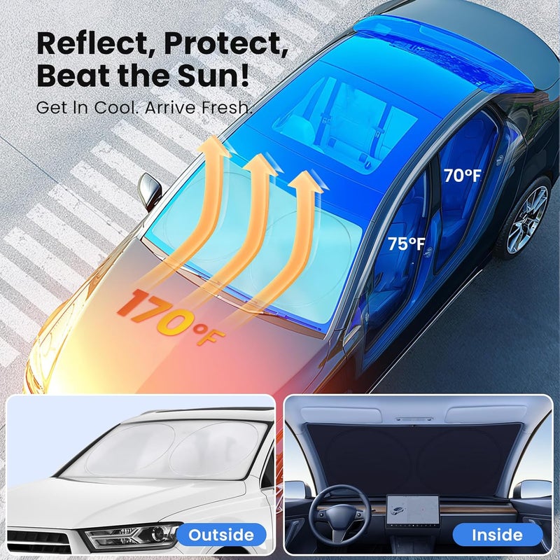 Car Windshield Sunshade with Steering Wheel Cover - Image 2