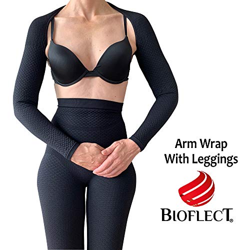 Bioflect® Compression Arm Sleeves Wrap with Bioactive Fibers and Raised Massaging Knit - for Support and Comfort - Black 3XL - Image 5