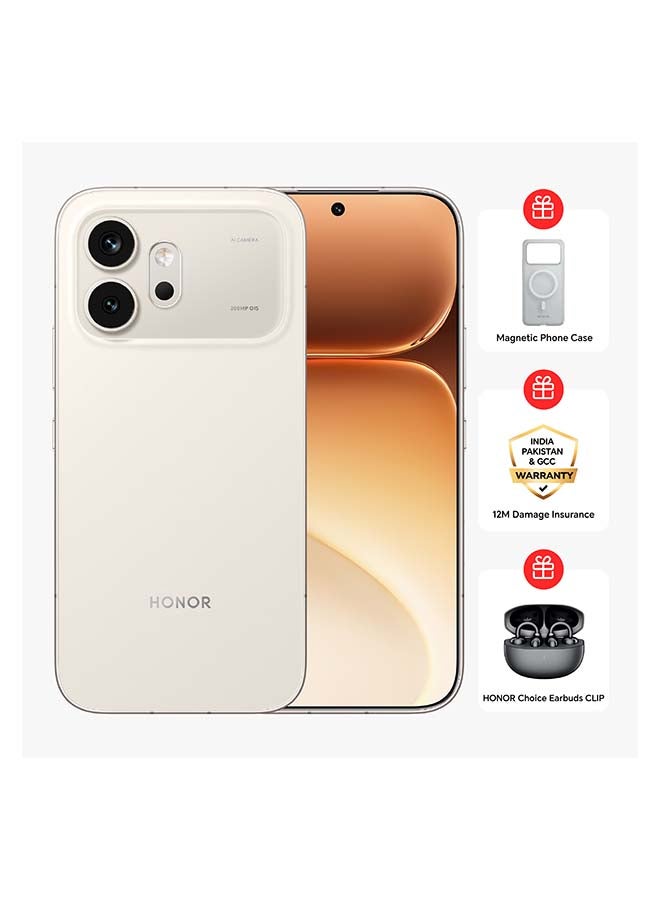 600 5G Dual SIM 8GB RAM 256GB Golden White With Free Choice Clip + Magnetic Phone Case + 12M Damage Insurance - Middle East Version